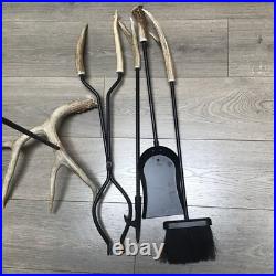 Decorative Antler Fireplace Tools (4 Piece Set) with Stand. Unused