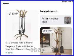 Decorative Antler Fireplace Tools (4 Piece Set) with Stand. Unused