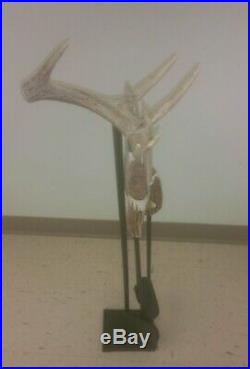 Deer Horn Antlers Fireplace 3 Piece Tool Set