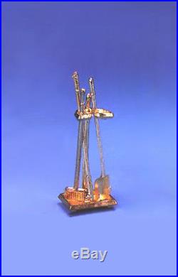 Dollhouse Miniature Brass Fireplace Tool Set #IM66236
