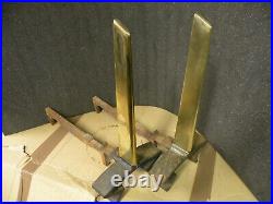 Donald Deskey Fireplace Tool Set with Stand & Andirons Mid Century Modern Brass