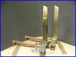 Donald Deskey Fireplace Tool Set with Stand & Andirons Mid Century Modern Brass