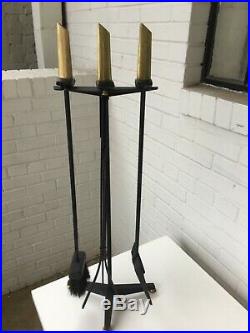 Donald Deskey Mid Century Modern Fireplace Tool Set for Bennett Brass Iron eames