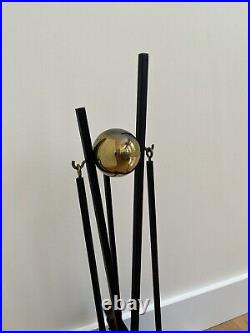 Donald Desky Fireplace Tool Set & Stand Bennett 1950 1960 Mid Century MCM Orb