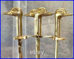 Duck Brass Fireplace Tool Set Vintage Fireplace Mallard Duck Companion Tool Set