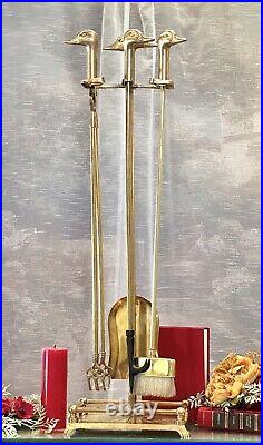 Duck Brass Fireplace Tool Set Vintage Fireplace Mallard Duck Companion Tool Set