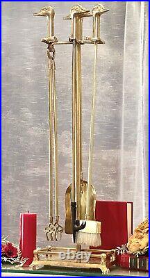 Duck Brass Fireplace Tool Set Vintage Fireplace Mallard Duck Companion Tool Set