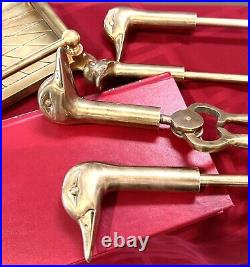 Duck Brass Fireplace Tool Set Vintage Fireplace Mallard Duck Companion Tool Set