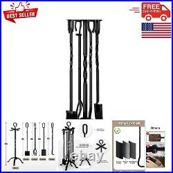 Durable 32-Inch Wrought Iron Fireplace Tools Set Poker, Tongs, Shovel Included