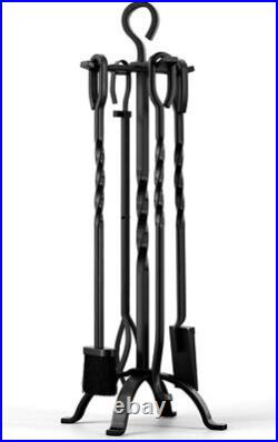 Durable 32-Inch Wrought Iron Fireplace Tools Set Poker, Tongs, Shovel Included