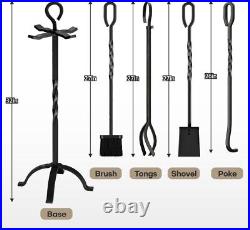 Durable 32-Inch Wrought Iron Fireplace Tools Set Poker, Tongs, Shovel Included