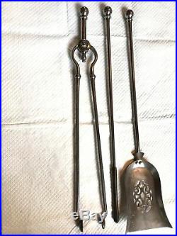 Early 19th Century English Fire Place Tool Set Pierced Shovel, Tongs, and Poker