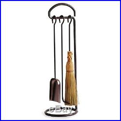 Enclume 3 Piece Fireplace Tool Set with Stand, Hammered Steel