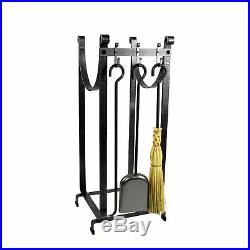 Enclume 3 Piece Steel Fireplace Tool Set with Log Rack