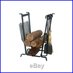 Enclume 4 Piece Fireplace Steel Tool Set with Log Rack