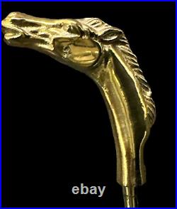 Equestrian Horse Head Brass Fireplace Tool Set 5 pcs