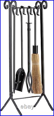 F-1111, 5-Piece Black Heavy Weight In-Line Fireplace Tools Set