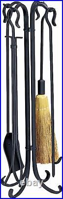 F-1128, 5-Piece Black Heavy Weight Rustic Fireplace Tools Set