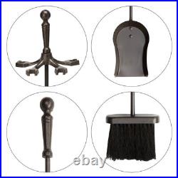 F-1634, 5-Piece Bronze Fireplace Tools Set with Ball Handles and Pedestal Base