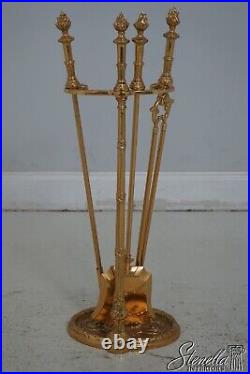 F64076EC STONE French Louis XV Style Solid Brass Fireplace 4 Piece Tool Set