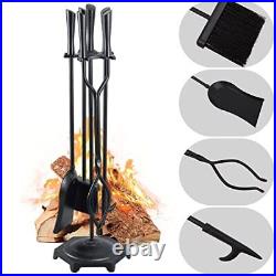 FEED GARDEN Fireplace Tools Set 5 Pieces Modern 32 Inch Outdoor Wrought Iron