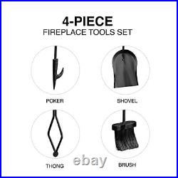 FLAMELY 27 4-Piece Fireplace Tools Set Poker, Shovel, Tongs & Brush. Easy to