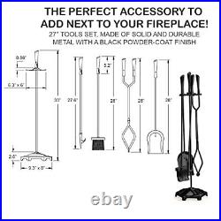 FLAMELY 27 4-Piece Fireplace Tools Set Poker, Shovel, Tongs & Brush. Easy to