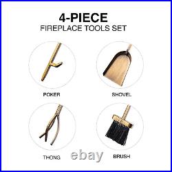 FLAMELY Fireplace Tools Set, 5 Pcs Classic No-Knob Handles, Fireplace Irons Set