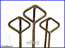 FONTANA ARTE Mid Century Modern Brass Diamond Handle Fireplace Tool Set