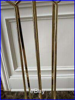 FONTANA ARTE Mid Century Modern Brass Diamond Handle Fireplace Tool Set