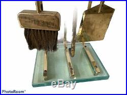 FONTANA ARTE Mid Century Modern Brass Diamond Handle Fireplace Tool Set