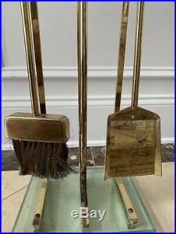 FONTANA ARTE Mid Century Modern Brass Diamond Handle Fireplace Tool Set