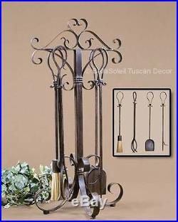 FRENCH TUSCAN Mediterranean Style FIREPLACE TOOL SET Set of 5
