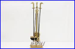 Farmhouse Duck Head Vintage 4 Pc Fireplace Brass Tool Set #48176