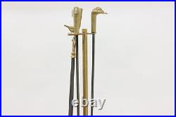 Farmhouse Duck Head Vintage 4 Pc Fireplace Brass Tool Set #48176