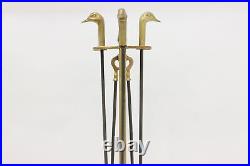 Farmhouse Duck Head Vintage 4 Pc Fireplace Brass Tool Set #48176