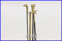 Farmhouse Duck Head Vintage 4 Pc Fireplace Brass Tool Set #48176