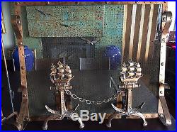 Fine Arts& Crafts Andiron and Fireplace Set With Screen and Tools Nautical Theme