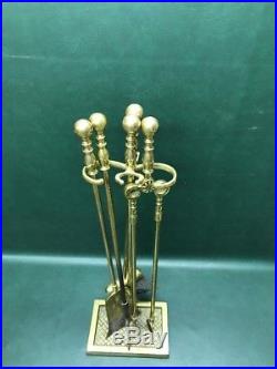 Fine Set Of Brass Virginia Metalcrafters Fireplace Tools(5Pc)