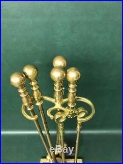 Fine Set Of Brass Virginia Metalcrafters Fireplace Tools(5Pc)