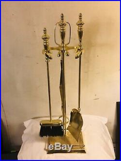 Fire Place Set Clean Solid Brass Stand & tools. See 12 pics 4 details. MAKE OFFER