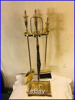 Fire Place Set Clean Solid Brass Stand & tools. See 12 pics 4 details. MAKE OFFER