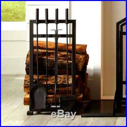 Fire Place Tool Set 4 Piece Combination Harper With Log Holder Pleasant Hearth