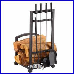 Fire Place Tool Set 4 Piece Combination Harper With Log Holder Pleasant Hearth