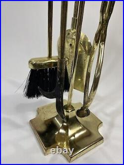 Fire Place Tool Set, Gold Brass With, Shovel, Broom, Poker, Tongs, Vintage