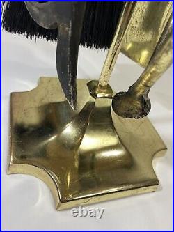 Fire Place Tool Set, Gold Brass With, Shovel, Broom, Poker, Tongs, Vintage