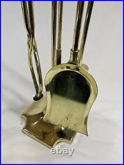 Fire Place Tool Set, Gold Brass With, Shovel, Broom, Poker, Tongs, Vintage