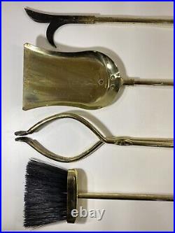 Fire Place Tool Set, Gold Brass With, Shovel, Broom, Poker, Tongs, Vintage