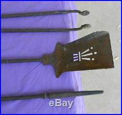 Fire Place Tool Set Pierced Shovel Tongs and Poker Victorian Antique