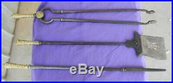 Fire Place Tool Set Pierced Shovel Tongs and Poker Victorian Antique (b)
